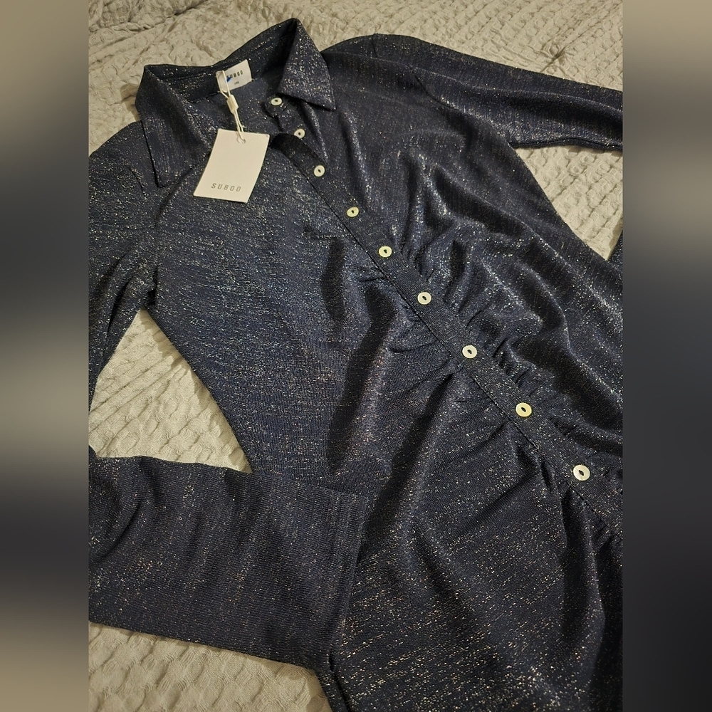 NWT Revolve Suboo Asha Lurex Shirt Dress - Picture 12 of 12